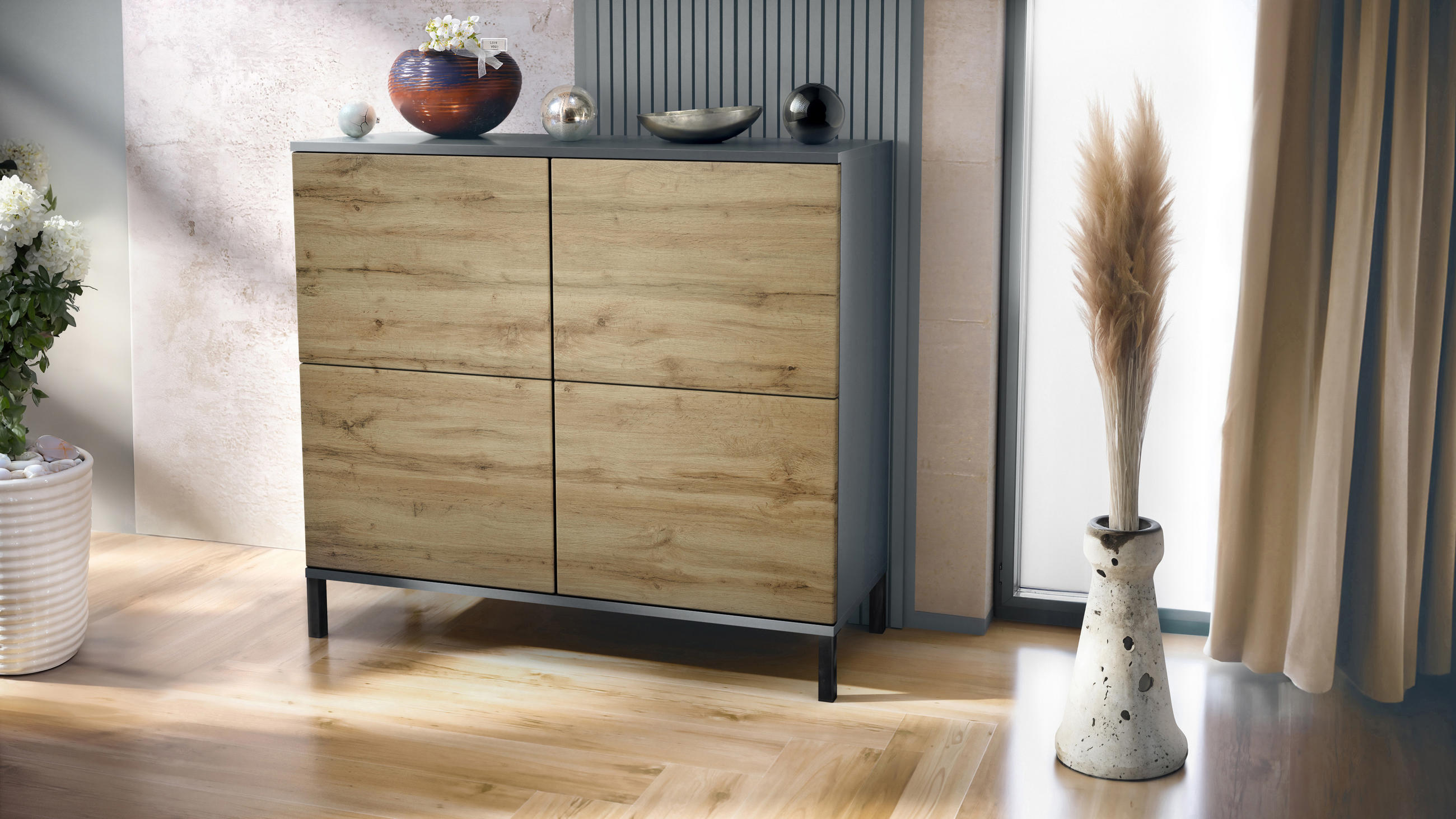 KOMMODE Rova Eiche Wotan - Eiche Wotan, Holzwerkstoff (92.5/83.5/35cm) - Vladon