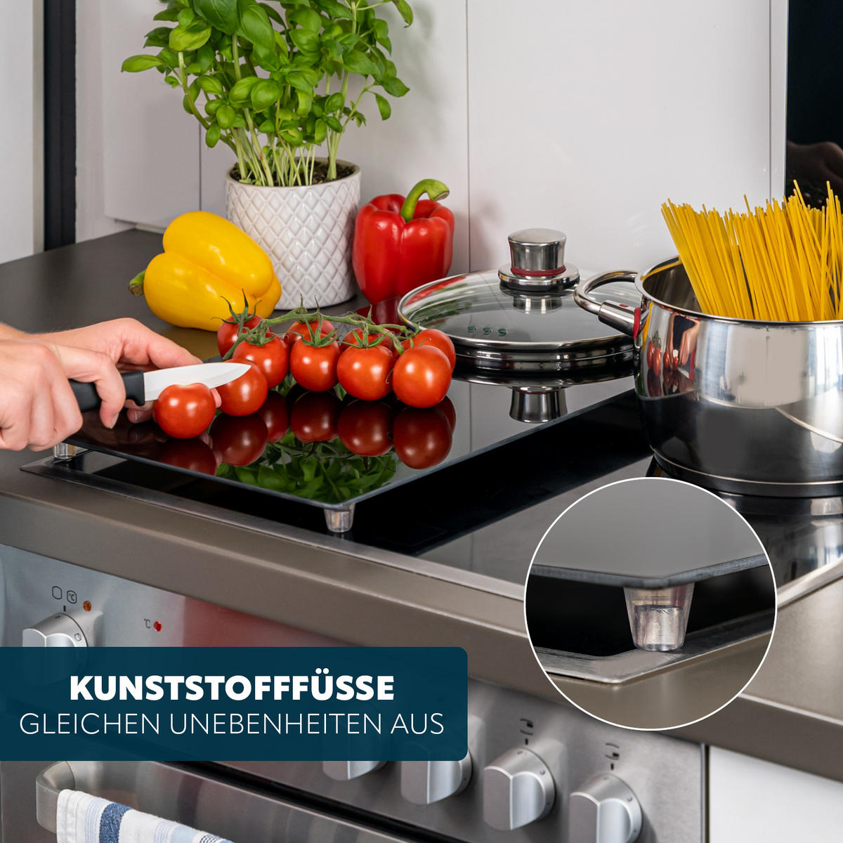 HERDABDECKPLATTE 2er-Set, schwarz - Schwarz, Glas (30/3/52cm) - bremermann