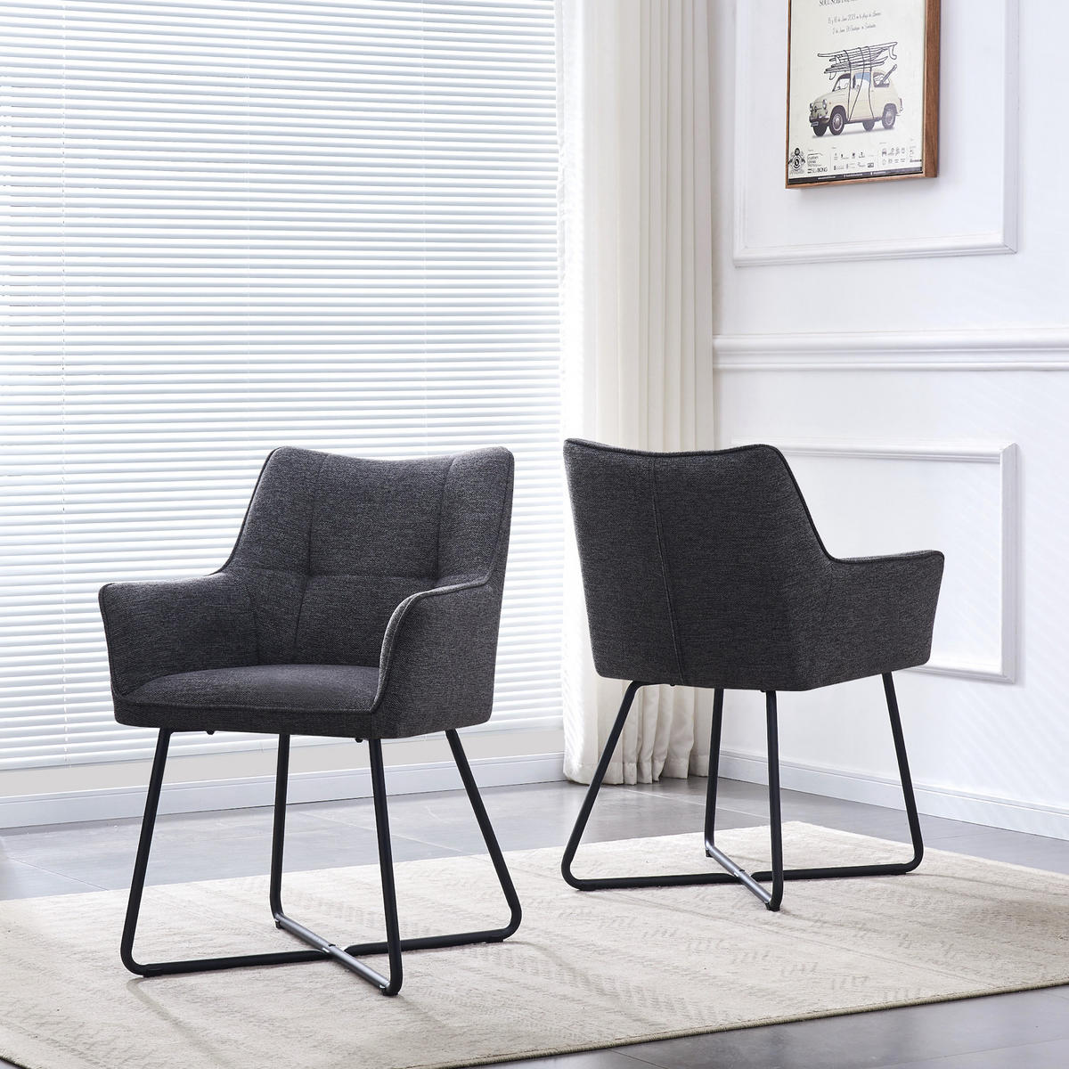 ARMLEHNSTUHL BREIGHT Anthrazit 2 Stück - Anthrazit, Textil/Metall (56/83/59cm) - B&D Home