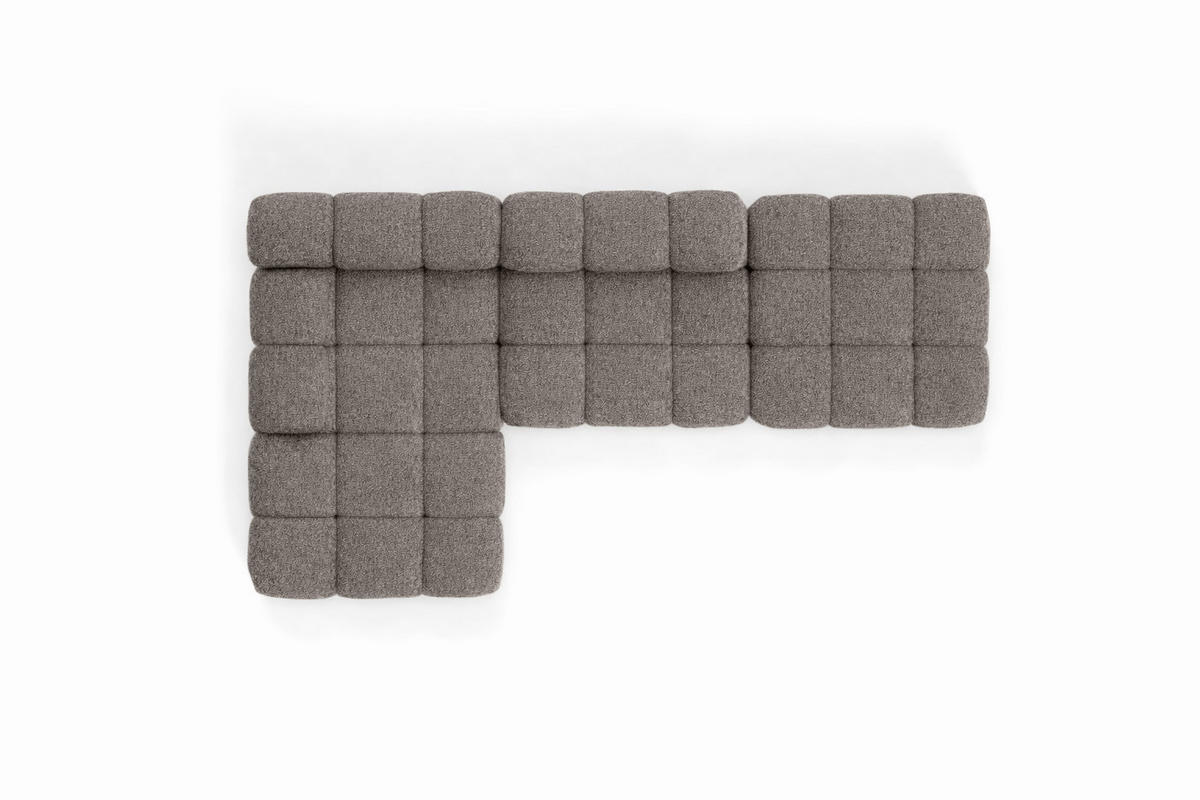 ECKSOFA L-Form Modular Mit Hocker, Bouclé-Stoff Abriamo, Braun, Links, Selia - Braun, Holz (285/160cm) - Kaiser Möbel