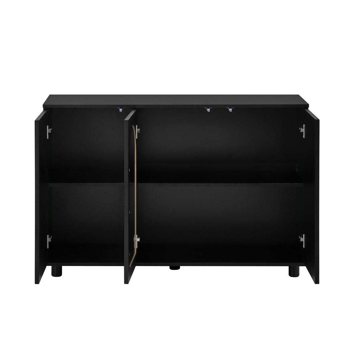 SIDEBOARD 120 cm Schwarz MDF mit Glastür, Push-to-Open und verstellbaren Regalen - Schwarz, Holzwerkstoff (120/78.5/40cm) - Urban Meuble