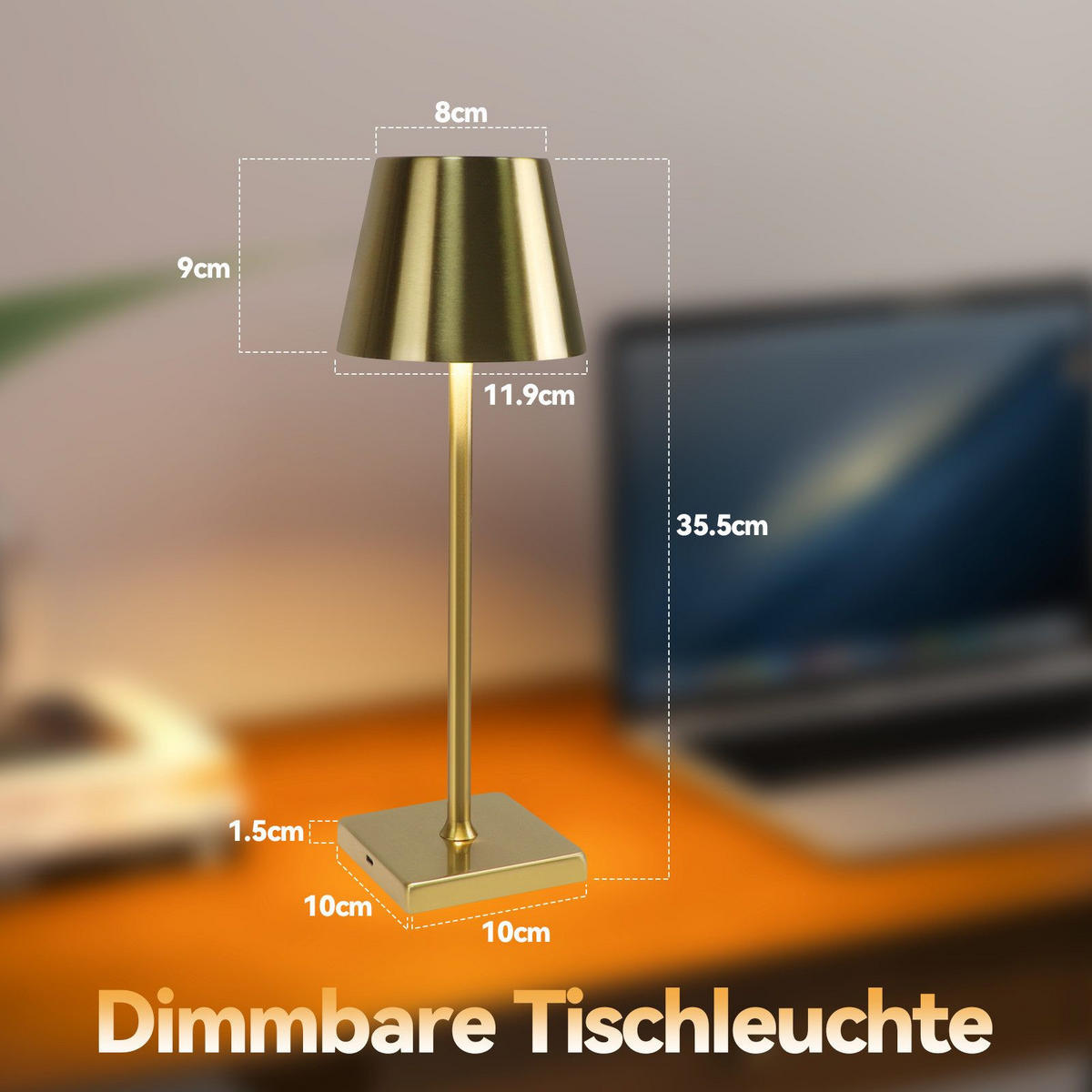 TISCHLAMPE Helligthos 11.9/10.0/35.5 cm - Goldfarben, Metall (35.5/11.9/10cm) - ZMH