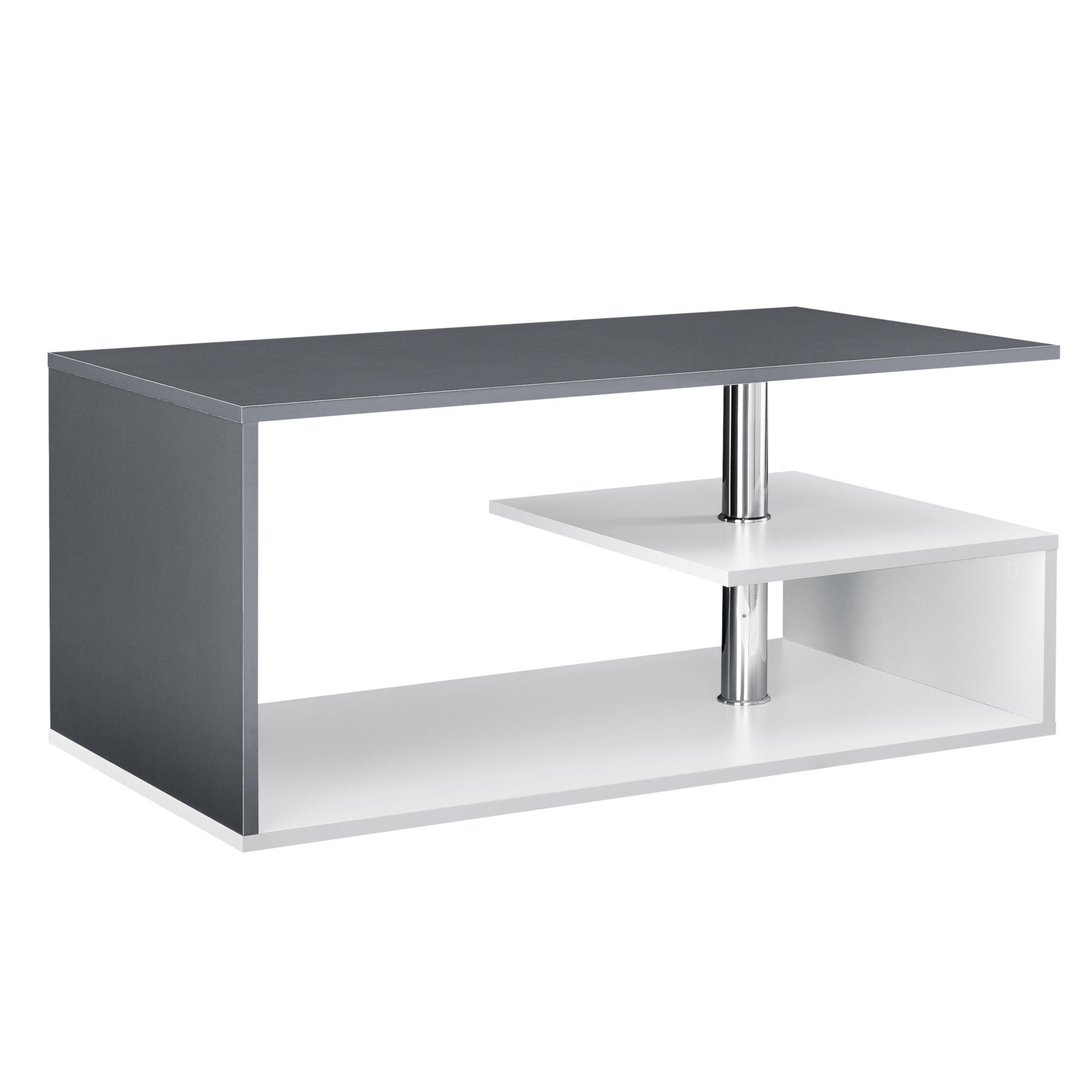 COUCHTISCH Haarlem 50/90/41 - Dunkelgrau/Weiß, Holzwerkstoff (90/50/41cm) - [en.casa]