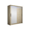 SCHWEBETÜRENSCHRANK Westa VI, mit RGB LED Beleuchtung - Silberfarben/Sonoma Eiche, Holzwerkstoff/Metall (150/200/58cm) - MIRJAN24