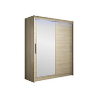 SCHWEBETÜRENSCHRANK Westa VI, mit RGB LED Beleuchtung - Silberfarben/Sonoma Eiche, Holzwerkstoff/Metall (150/200/58cm) - MIRJAN24
