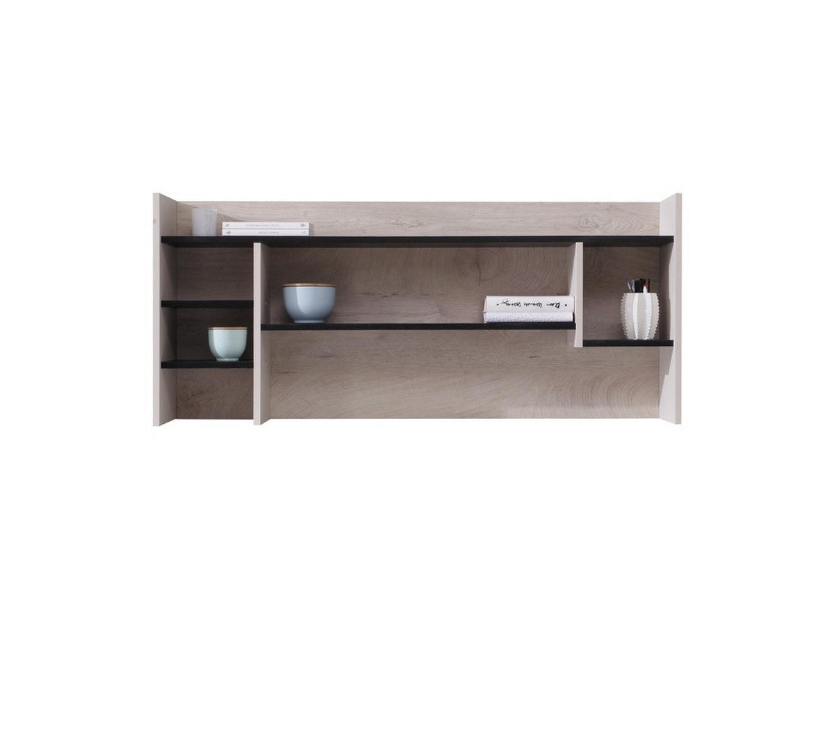 JUGENDZIMMER Space Set C 6-teilig - Schwarz-Eiche-Beige - Eichefarben/Beige, Holzwerkstoff (80/190/50cm) - QMM TraumMöbel