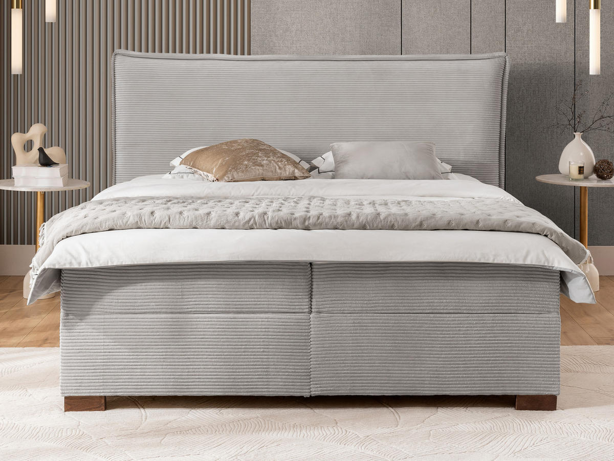 BOXBETT Lovetti II, Cord, H3 - Dunkelbraun/Hellgrau, Holz/Kunststoff (200/160cm) - S-Style Möbel