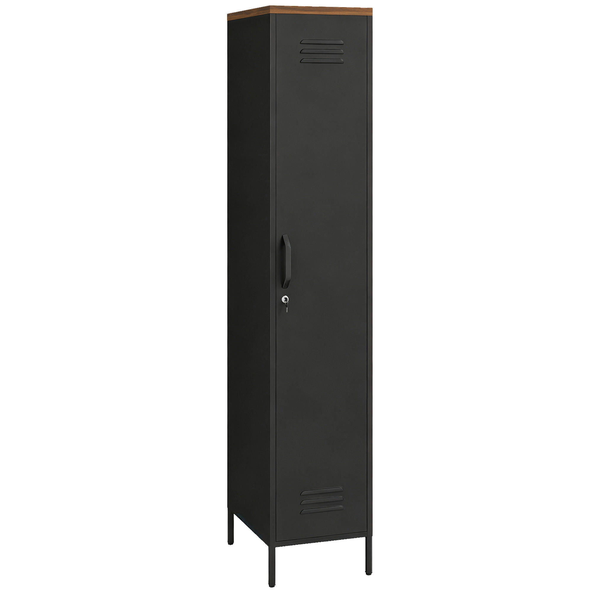 KLEIDERSCHRANK Metall Schwarz - Schwarz, Kunststoff/Metall (35/183/46cm) - HOMCOM