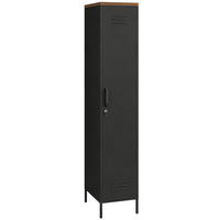 KLEIDERSCHRANK Metall Schwarz - Schwarz, Kunststoff/Metall (35/183/46cm) - HOMCOM