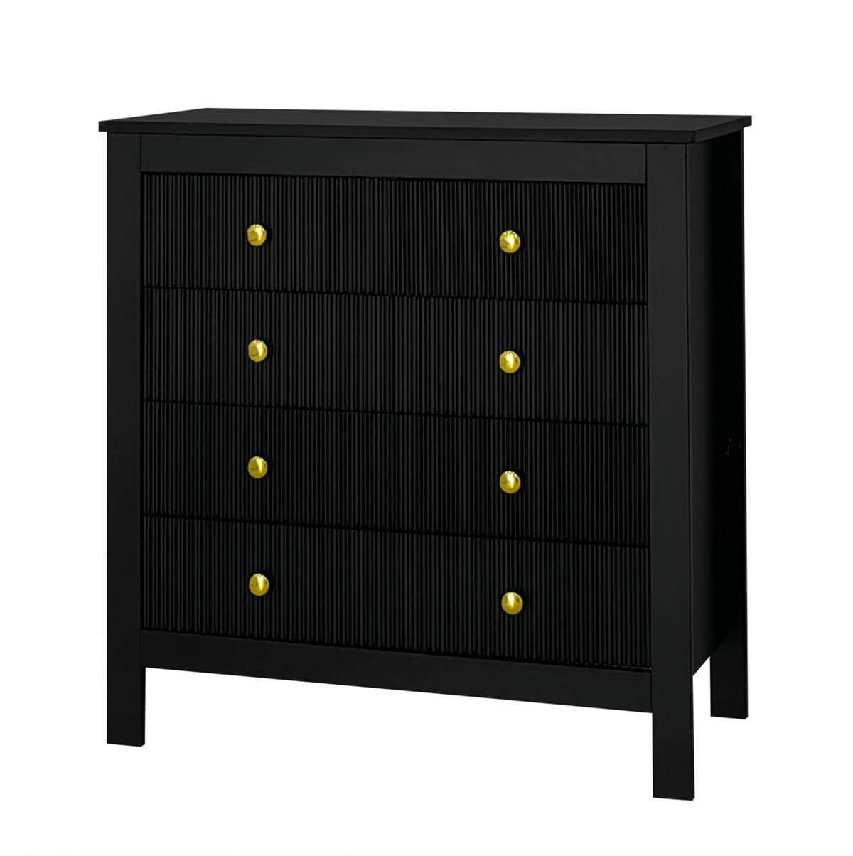 KOMMODE 79/39,5/80,5 cm mit 5 Schubladen und goldfarbenen Griffen - Schwarz, Holzwerkstoff (79/80.05/39.5cm) - BEAOK