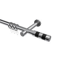 GARDINENSTANGEN-SET Prestige Mavell 320 cm (geteilt in 2 x 160 cm), 1-läufig, 20 mm Ø Chrom - Chromfarben/Schwarz, Metall (320cm) - INTERDECO