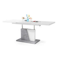 COUCHTISCH rechteckig Weiß matt - Beton ausziehbar höhenverstellbar - Hellgrau/Weiß, Holzwerkstoff (70/120/60cm) - designimpex