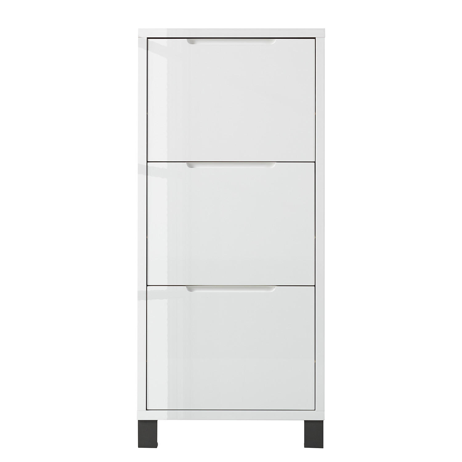 SCHUHKIPPER - Weiß Hochglanz/Grau, Holzwerkstoff (53/118/17cm) - home24