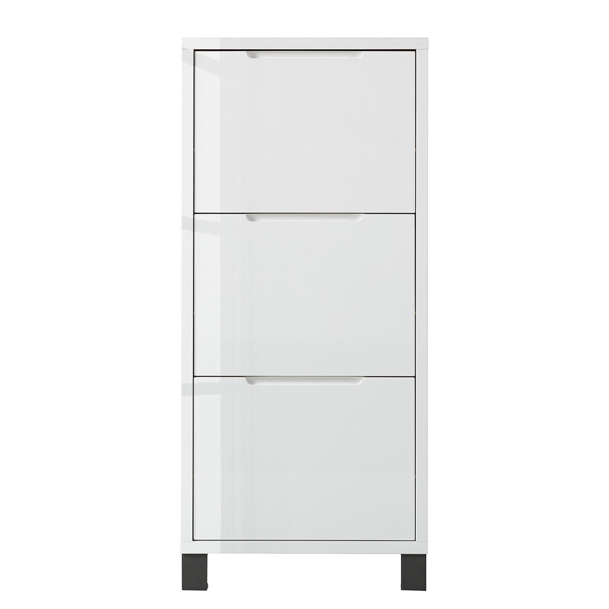 SCHUHKIPPER - Weiß Hochglanz/Grau, Holzwerkstoff (53/118/17cm) - home24