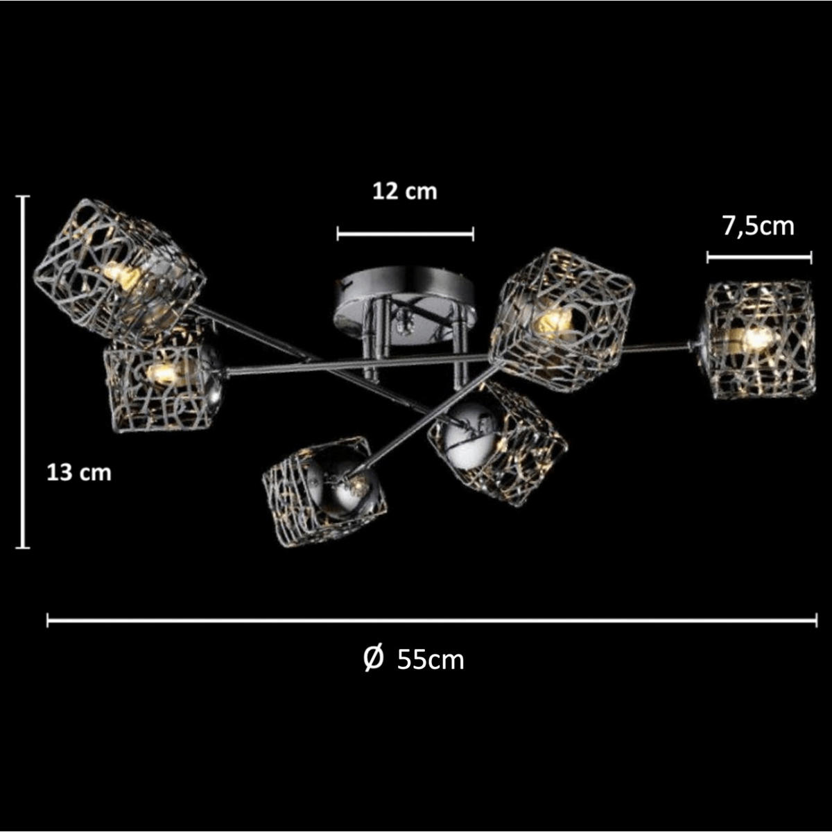 DECKENLEUCHTE APHYSE, Silber/Chrom, 55cm - Chromfarben, Metall (55/55/13cm) - KOSILUM
