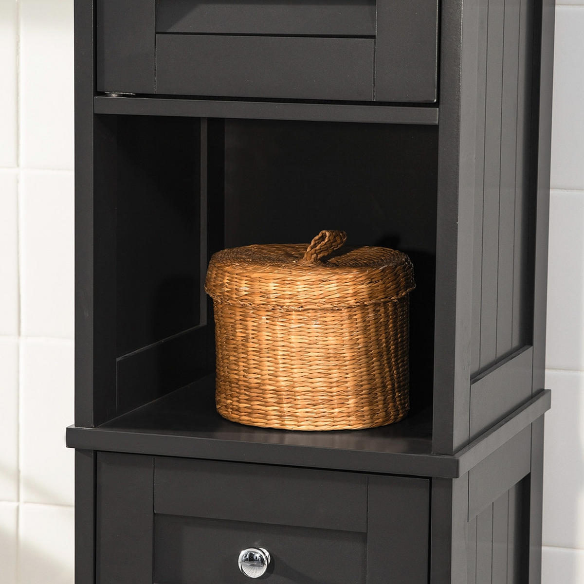 HOCHSCHRANK Dunkelgrau - Grau, Holzwerkstoff (32/170/30cm) - SoBuy