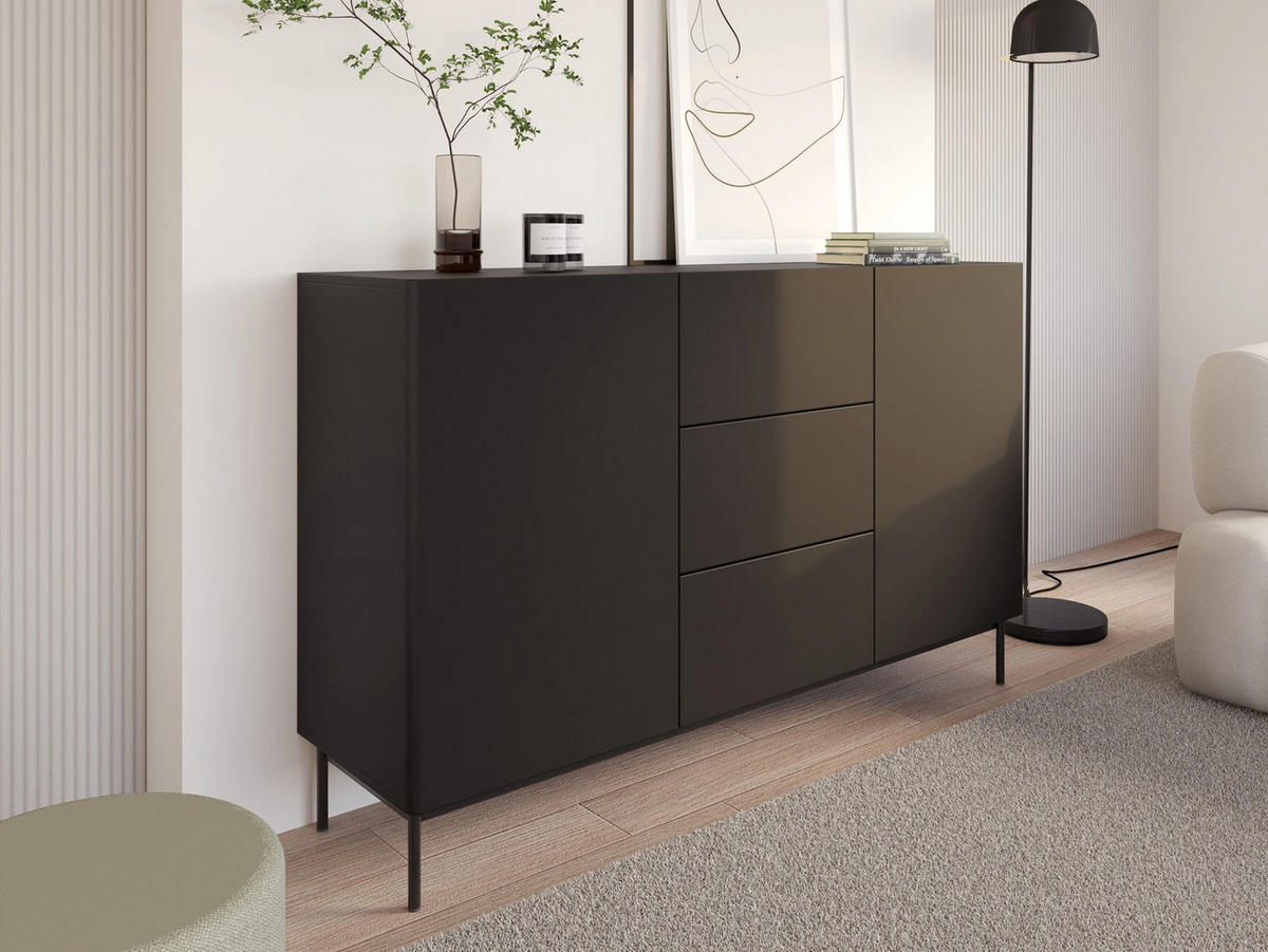 SIDEBOARD Olio SCHWARZ 160 CM - Schwarz, Holzwerkstoff/Metall (160/90/38.6cm) - Selsey