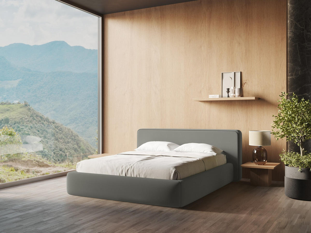 POLSTERBETT mit Bettkasten und Lattenrost 180x225 Beige - Greige/Beige, Kunststoff/Textil (140/200cm) - Makamii