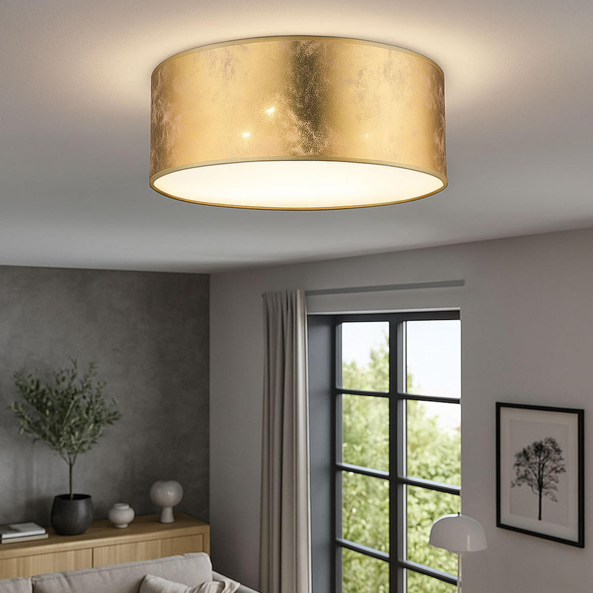 LED DECKENLEUCHTE Metall Gold - Goldfarben, Metall (40/40/17.5cm) - Globo Lighting