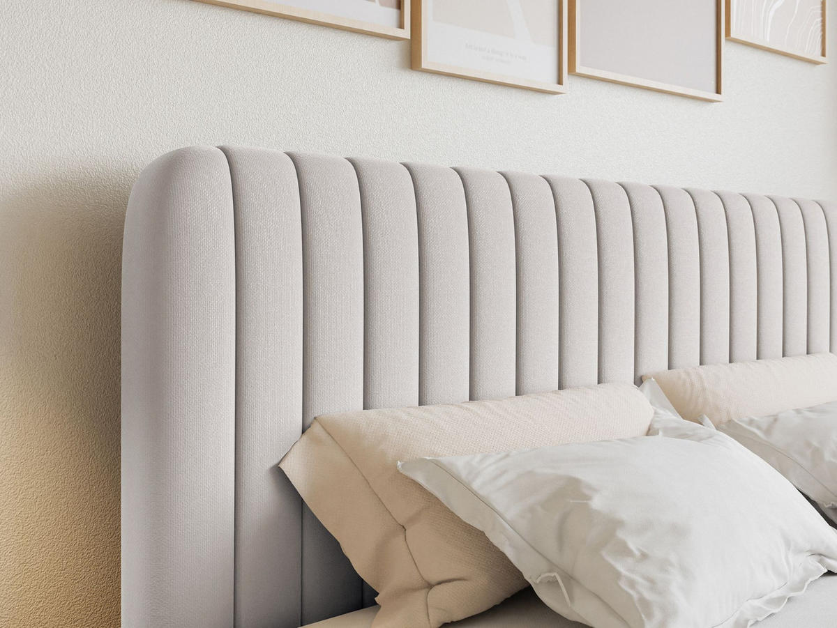 BOXBETT Saliano mit Topper und Chenille-Bezug Hellgrau, 140x200 cm - Hellgrau, Kunststoff/Textil (140/200cm) - Selsey