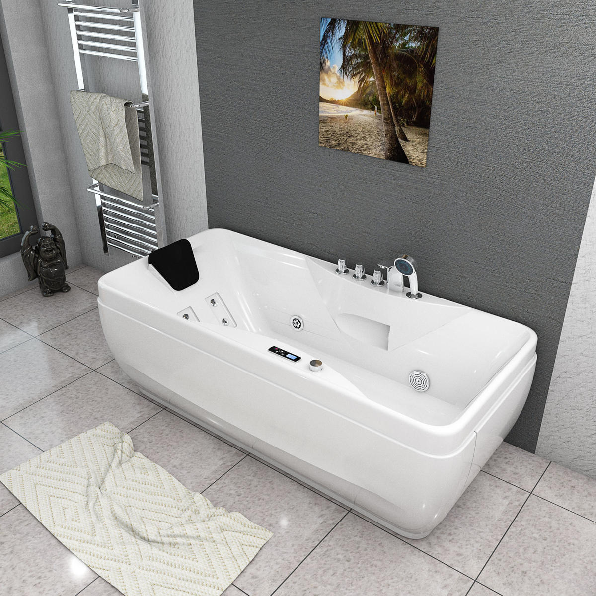WHIRLPOOL Pool Badewanne Wanne W49-TH-PL 170x80cm - Weiß, Glas/Kunststoff (80/56/170cm) - AcquaVapore by Sandra Jentho