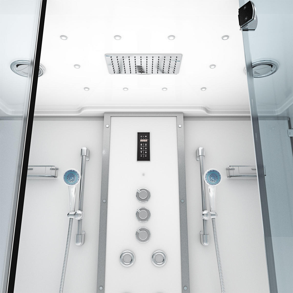 BADEWANNE Dusche K80-WS-TH-B-EC-EA Duschtempel - Weiß, Glas/Kunststoff (180/100/228cm) - AcquaVapore by Sandra Jentho