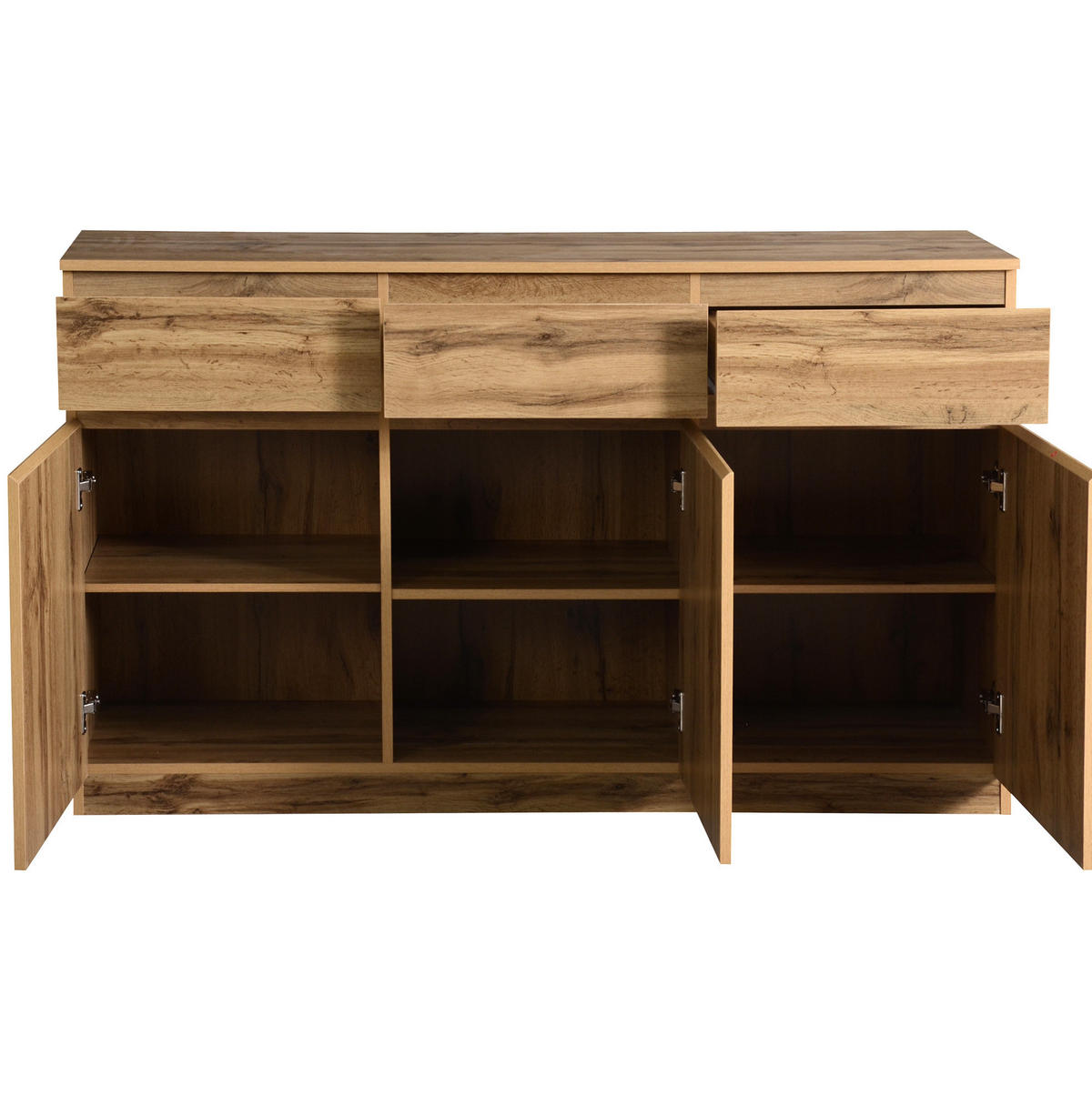SIDEBOARD 135/40/81 cm aus Spanplatte mit 3 Türen und 3 Schubladen Holzfarben - Naturfarben, Holzwerkstoff (135/81/40cm) - Modenvie