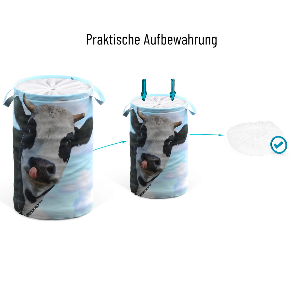 WÄSCHEKORB Kuh - Blau, Textil (37/55/55cm) - Sanilo