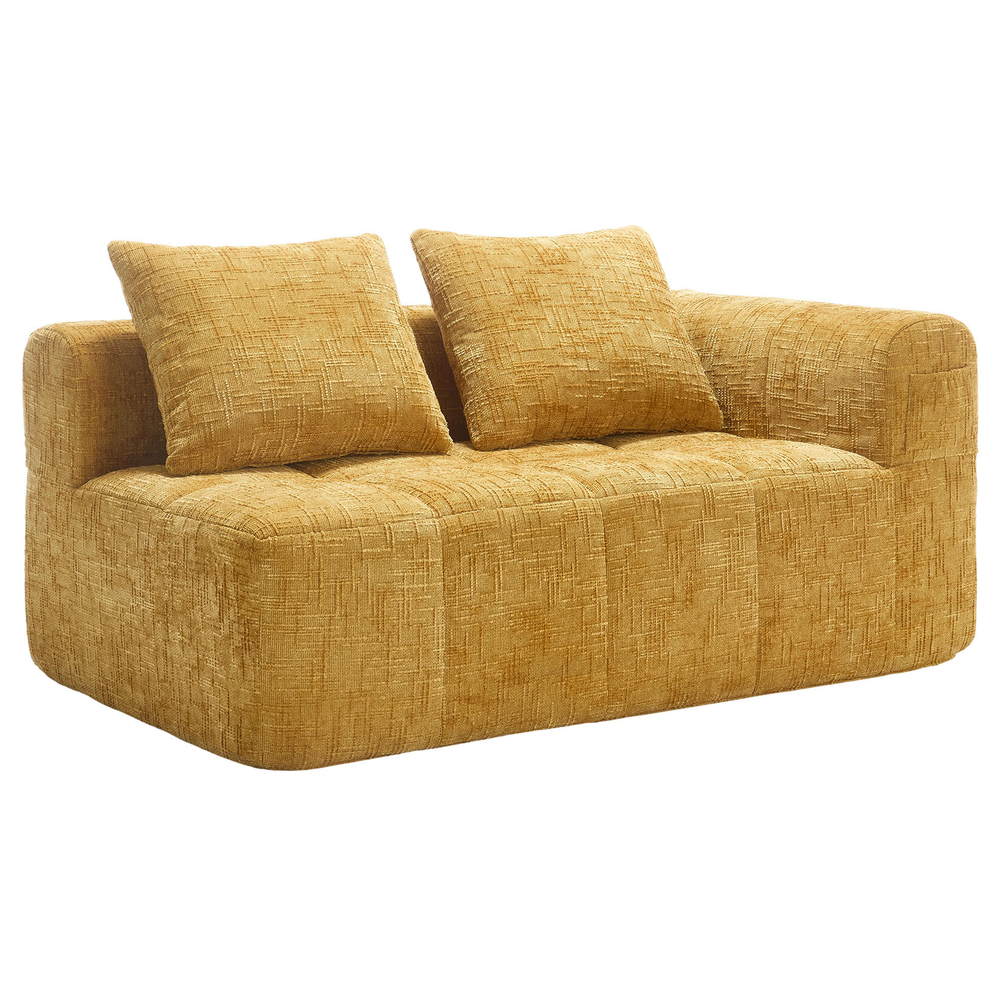 SOFA od chenille tkanine, 158/90/60 cm žuta, s bočnim džepovima - žuta, tekstil (60/160/90cm) - BEAOK