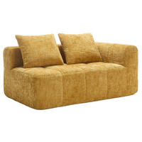 SOFA od chenille tkanine, 158/90/60 cm žuta, s bočnim džepovima - žuta, tekstil (60/160/90cm) - BEAOK