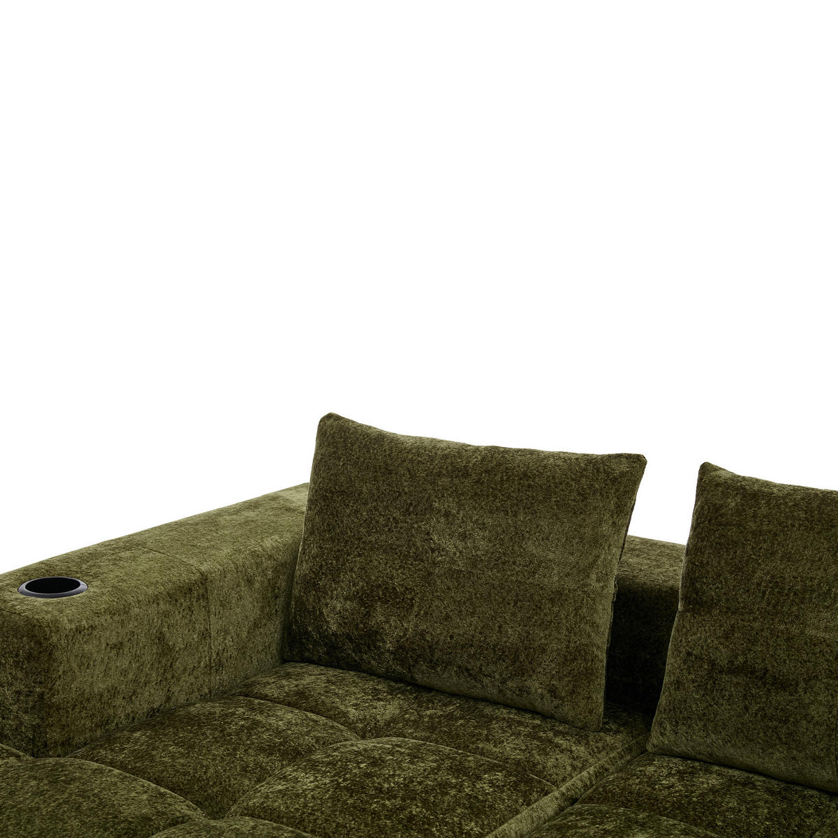 4-SITZER ECKSOFA Polyester Grün mit Becherhaltern - Grün, Textil (258/163cm) - WISHDOR