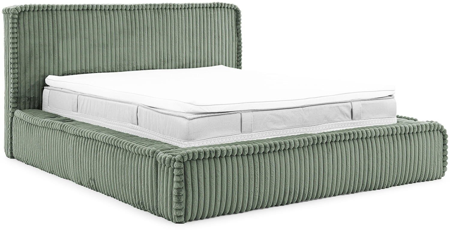 POLSTERBETT MESUT - Grün, Textil (120/200cm) - Meblini