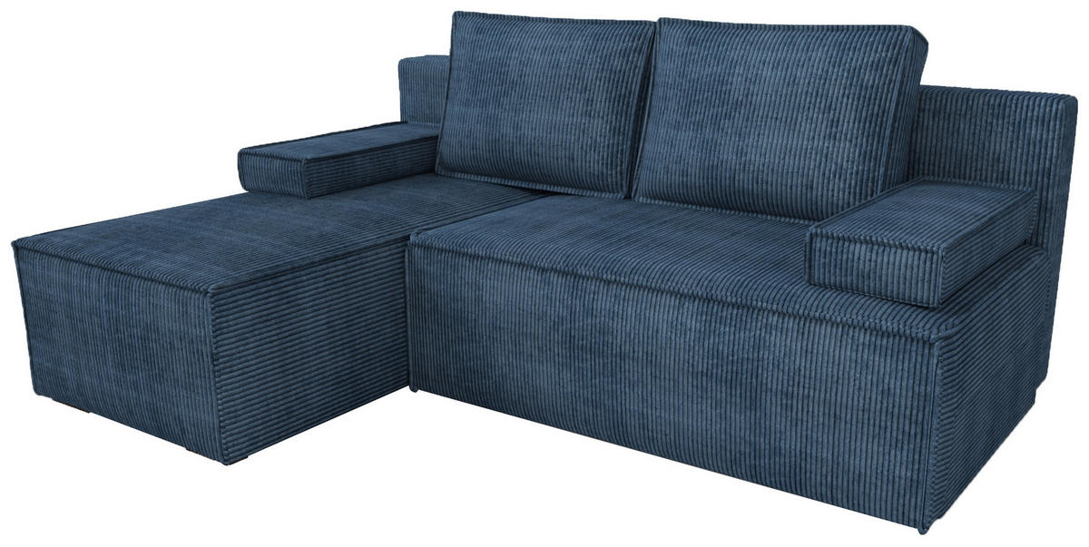 ECKSOFA Caspar mit Schlaffunktion Blau Cord - Blau, Textil (200/141cm) - Bromarkt