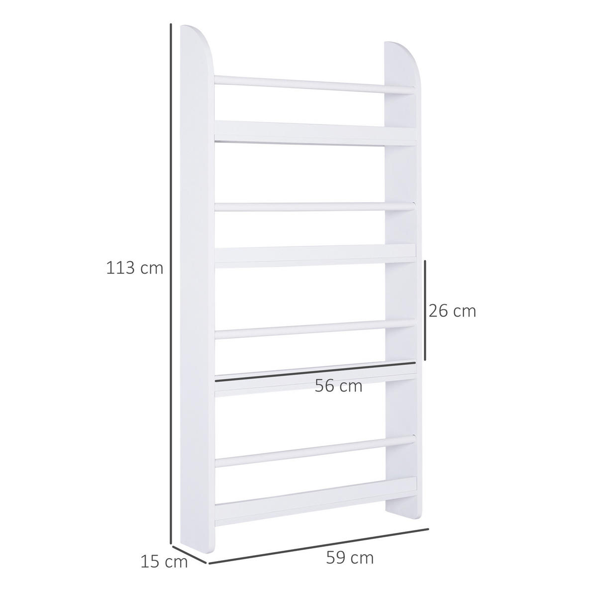 BÜCHERREGAL aus Holz 59/12/113 cm weiß - Weiß, Kunststoff (59/113/12cm)