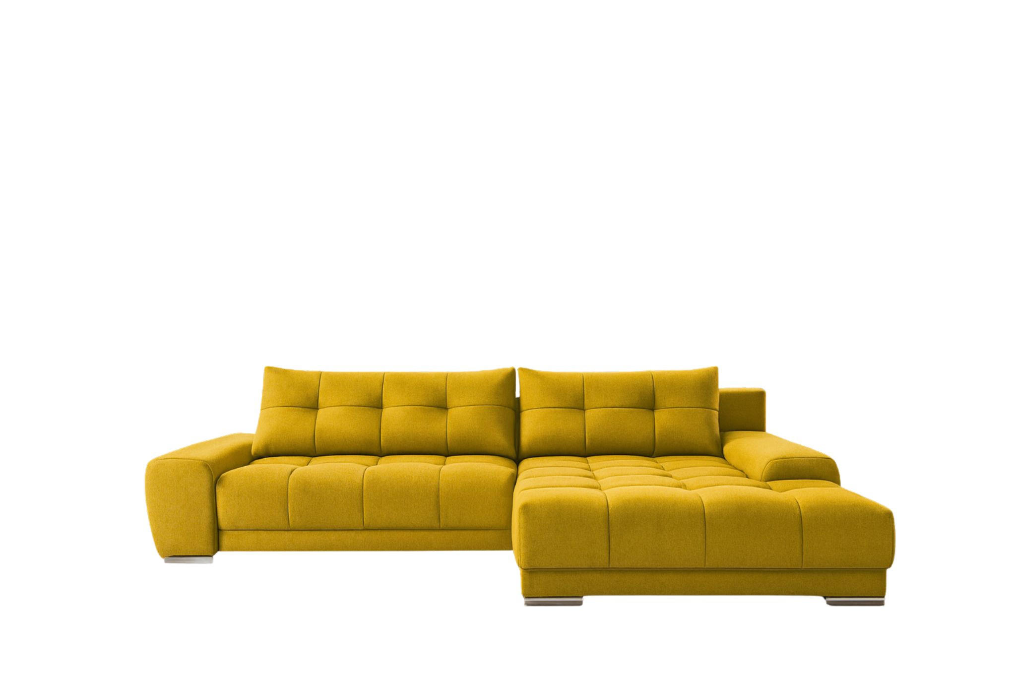 ECKSOFA WAVE Mit Schlaffunktion, Stoff SORO, Gelb Rechts - Gelb, Holz (281/105cm) - Kaiser Möbel