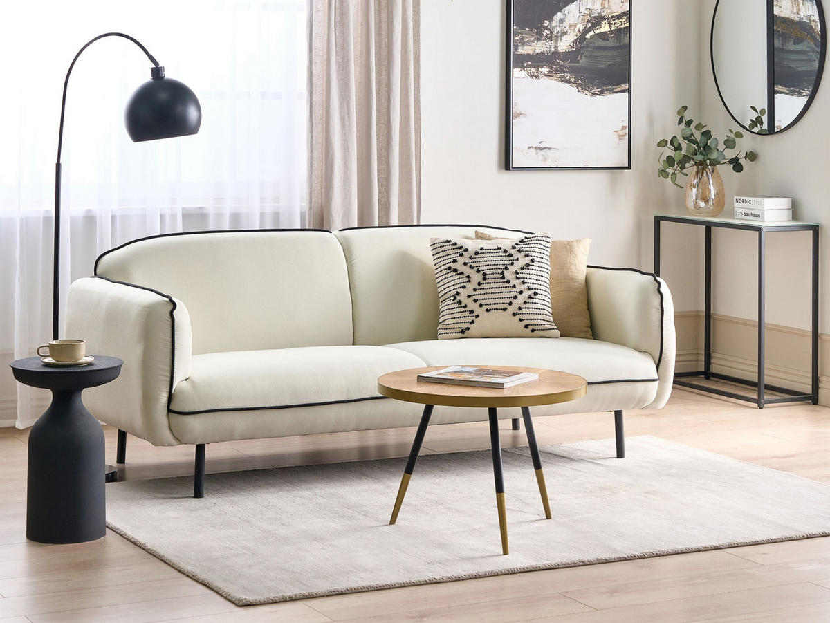 3-SITZER-SOFA hellbeige/schwarz Tonsberg - Beige/Schwarz, Textil (198/78/85cm) - Beliani