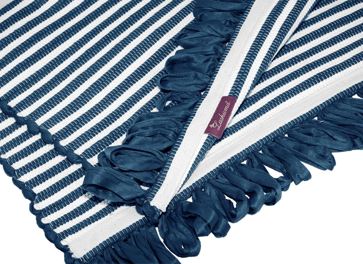 HANDGEWEBTER Läufer 50x70 cm Kosmos - Blau, Naturmaterialien/Textil (50/70cm) - Lashuma