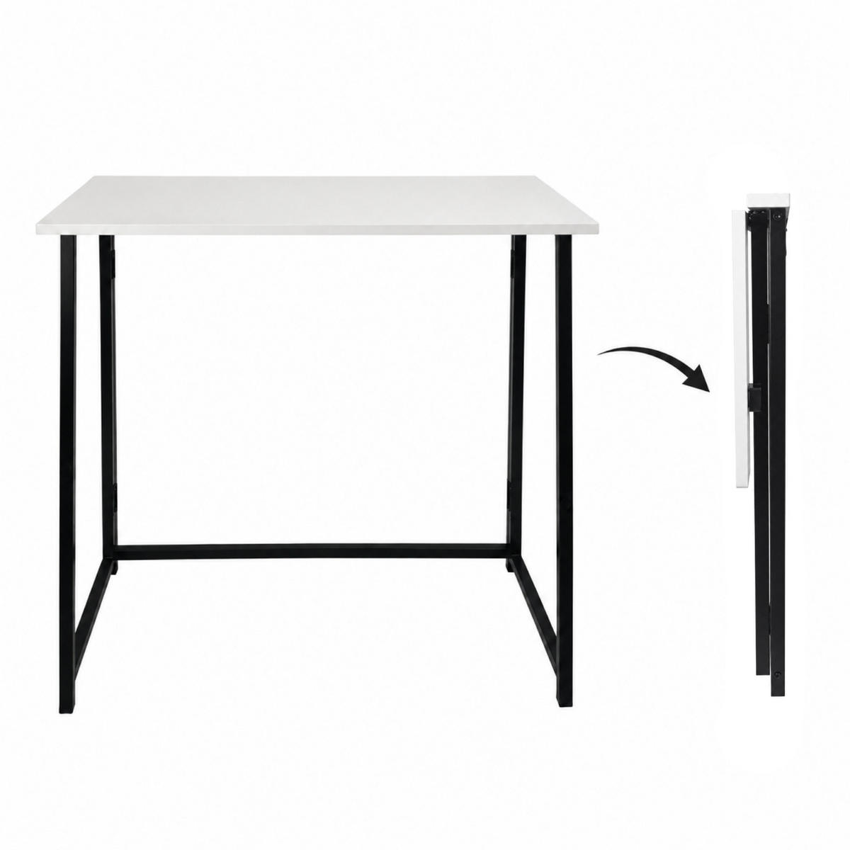 KLAPPSCHREIBTISCH MDF Metall Weiß Schwarz 80 x 40 x 74 cm platzsparend - Schwarz/Weiß, Holzwerkstoff/Metall (40/80/74cm) - Begryf