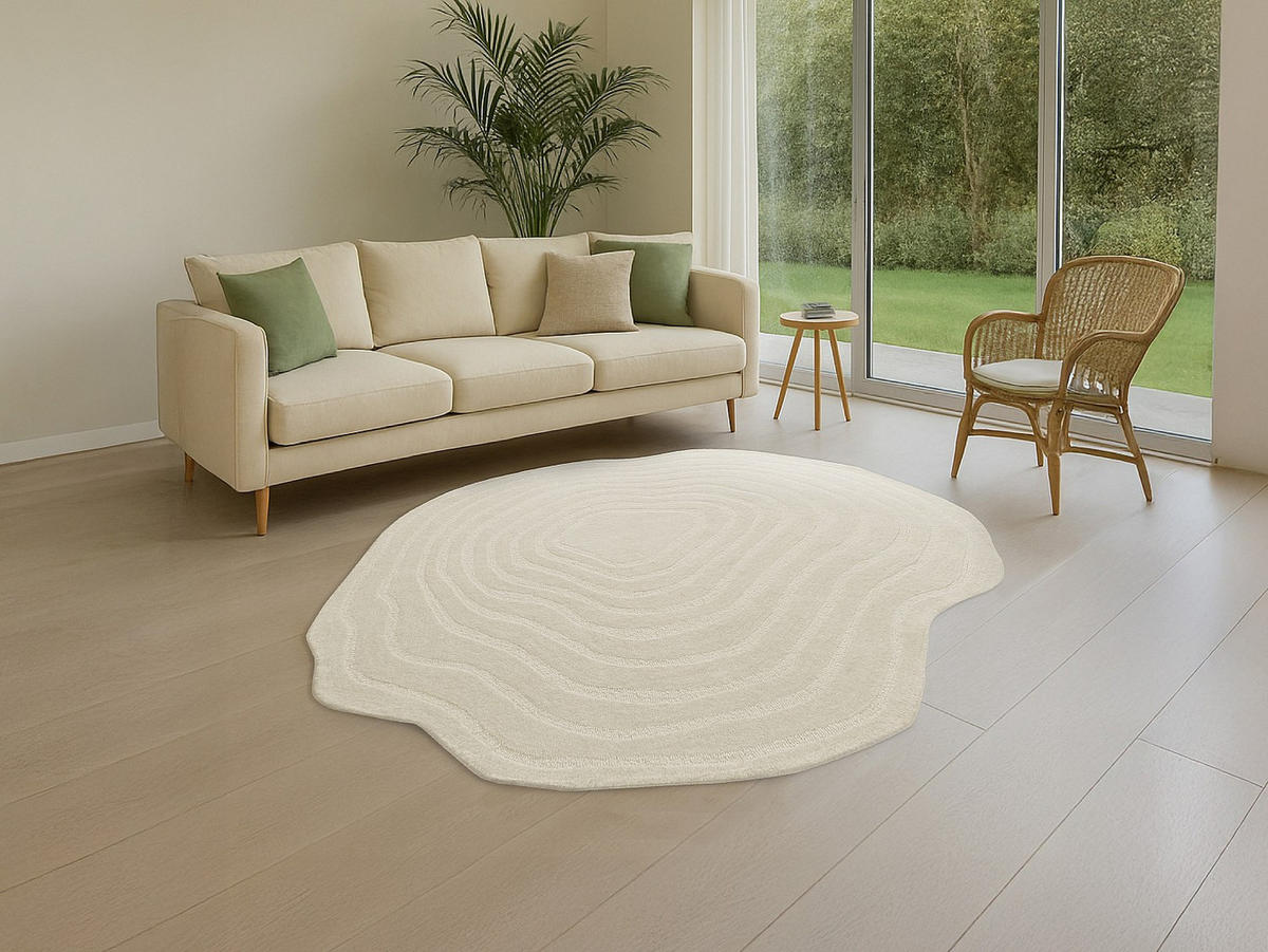 WOHNZIMMERTEPPICH - 160 cm x 160 cm - stoff - elfenbeinfarben Orenia - Weiß, Textil (160/160cm) - Vente-Unique