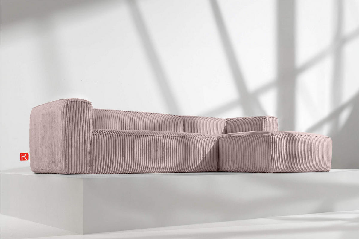 ECKSOFA-RECHTS FEROX Modern, Cord-Stoff, rosa - Pink, Textil (305/175cm) - KONSIMO®
