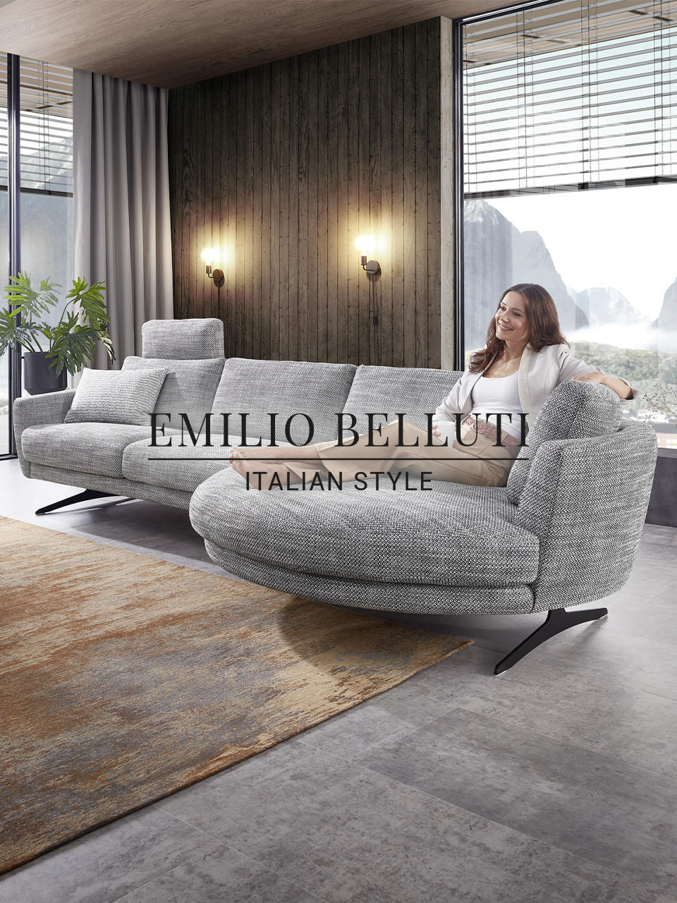 Emilo Belluti Sofa Grau Panorama