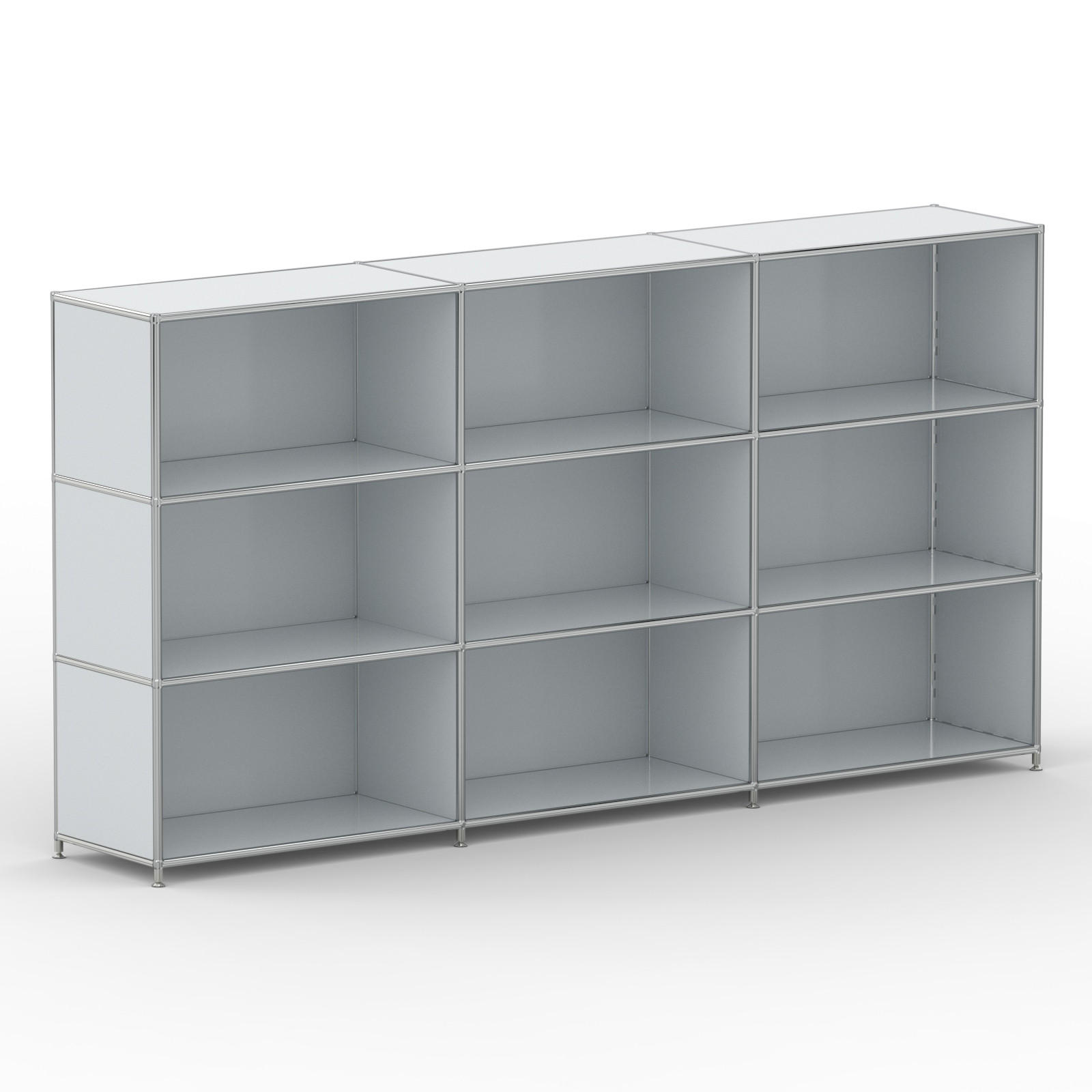 AKTENSCHRANK Büro, 9 offene Fächer, Breite 227 cm, Lichtgrau - Chromfarben/Hellgrau, Metall (40/118/227.2cm) - Versee