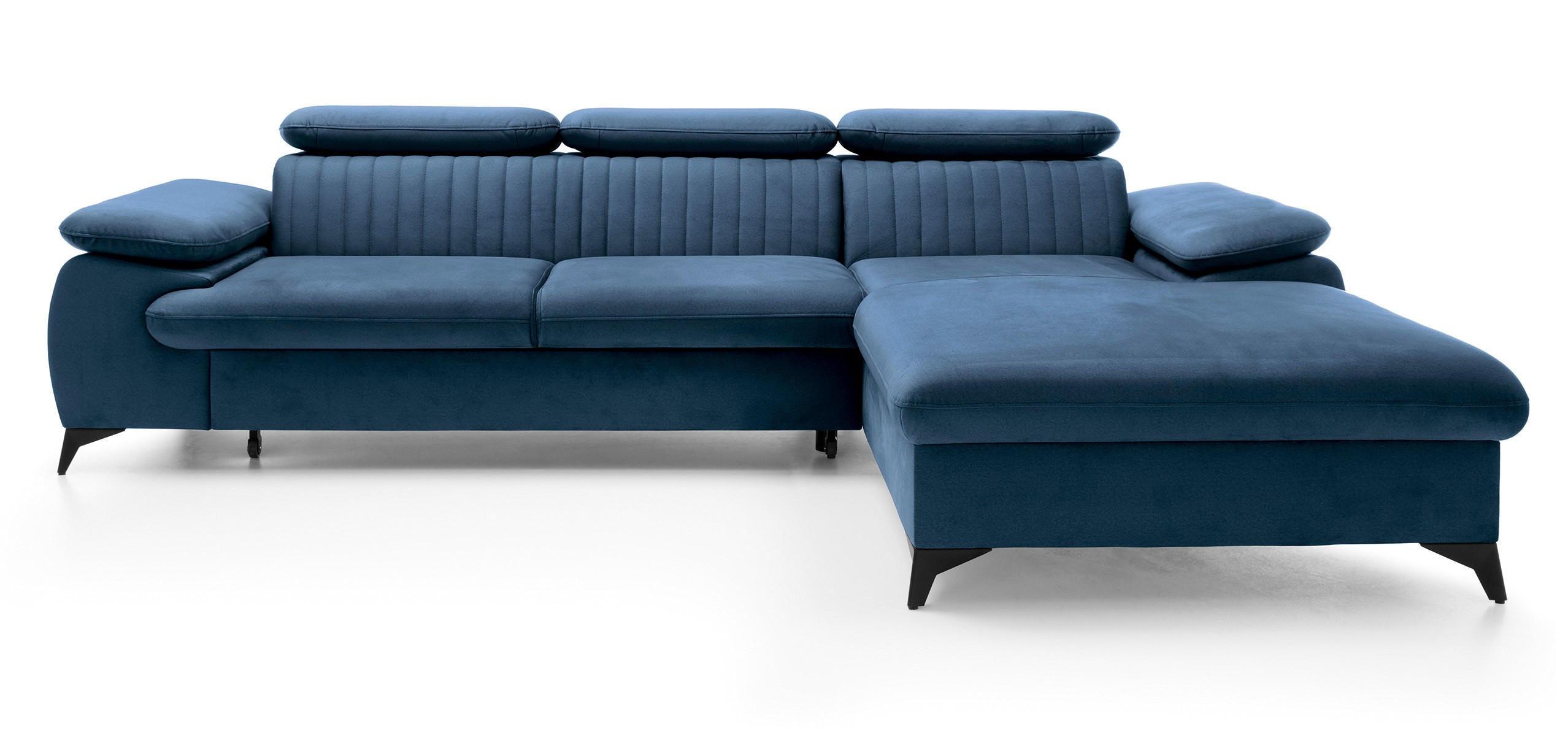 ECKSOFA 280 cm Xanto M, Schlaffunktion, verstellbaren Kopfstützen, Rechts, Blau - Blau, Holz (193/280cm) - Emporius
