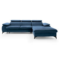 ECKSOFA 280 cm Xanto M, Schlaffunktion, verstellbaren Kopfstützen, Rechts, Blau - Blau, Holz (193/280cm) - Emporius