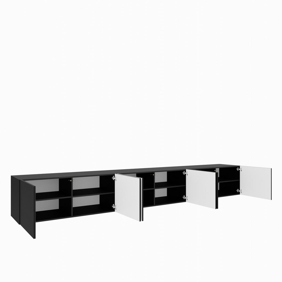 TV-SCHRANK Leo 300 cm, sechstürig, schwarz - Schwarz, Kunststoff (300/41/40cm) - Margaret Hadas24