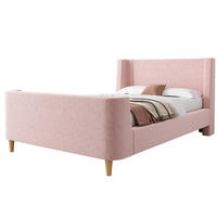 KINDERBETT 90/200 cm in Rosa aus Samt mit Weltraummuster und Schlittenbett-Design - Rosa, Textil (90/200cm) - Flora Grace