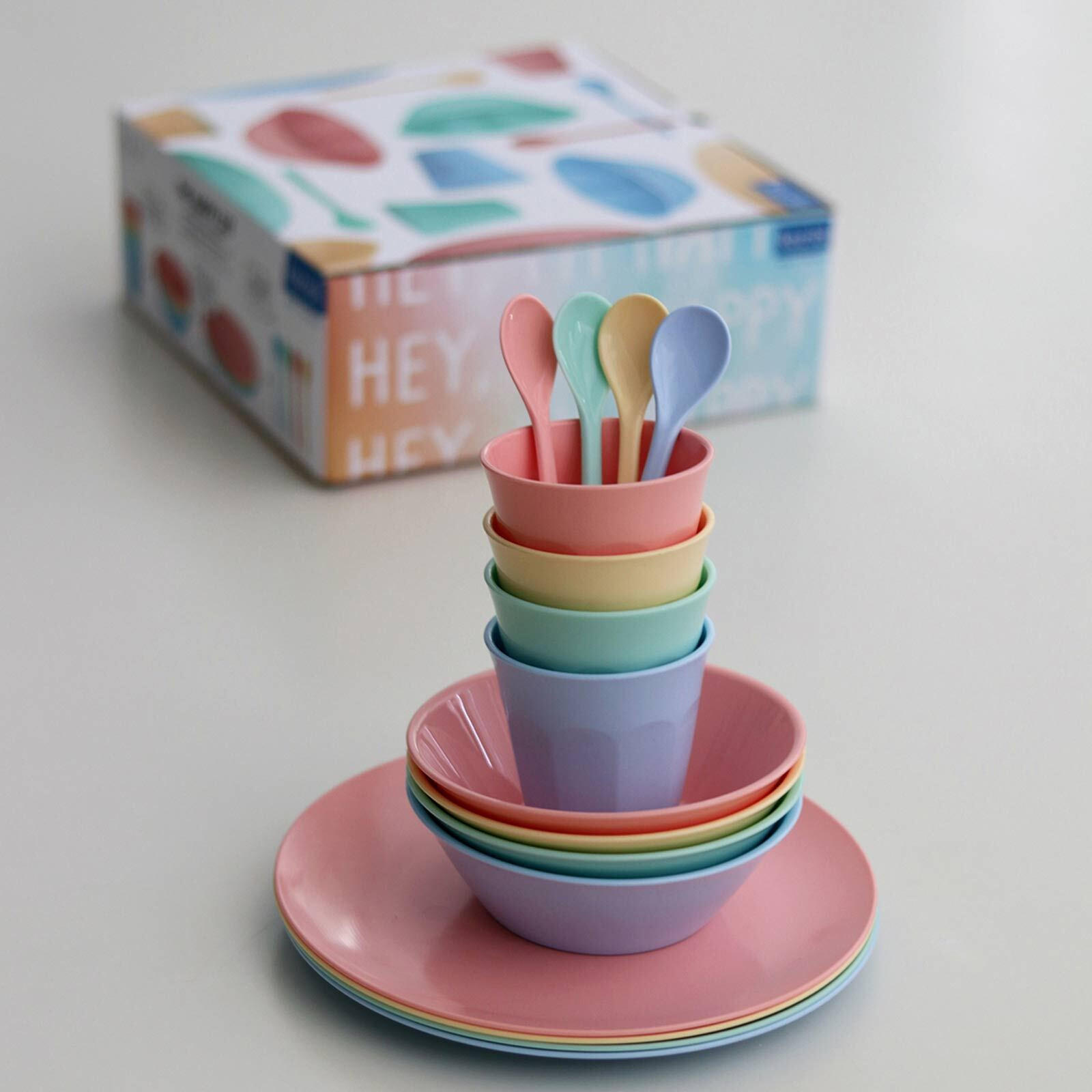 GESCHIRRSET Nora Set Macarons bunt 16er Set - Multicolor, Kunststoff (25/10/25cm) - Koziol