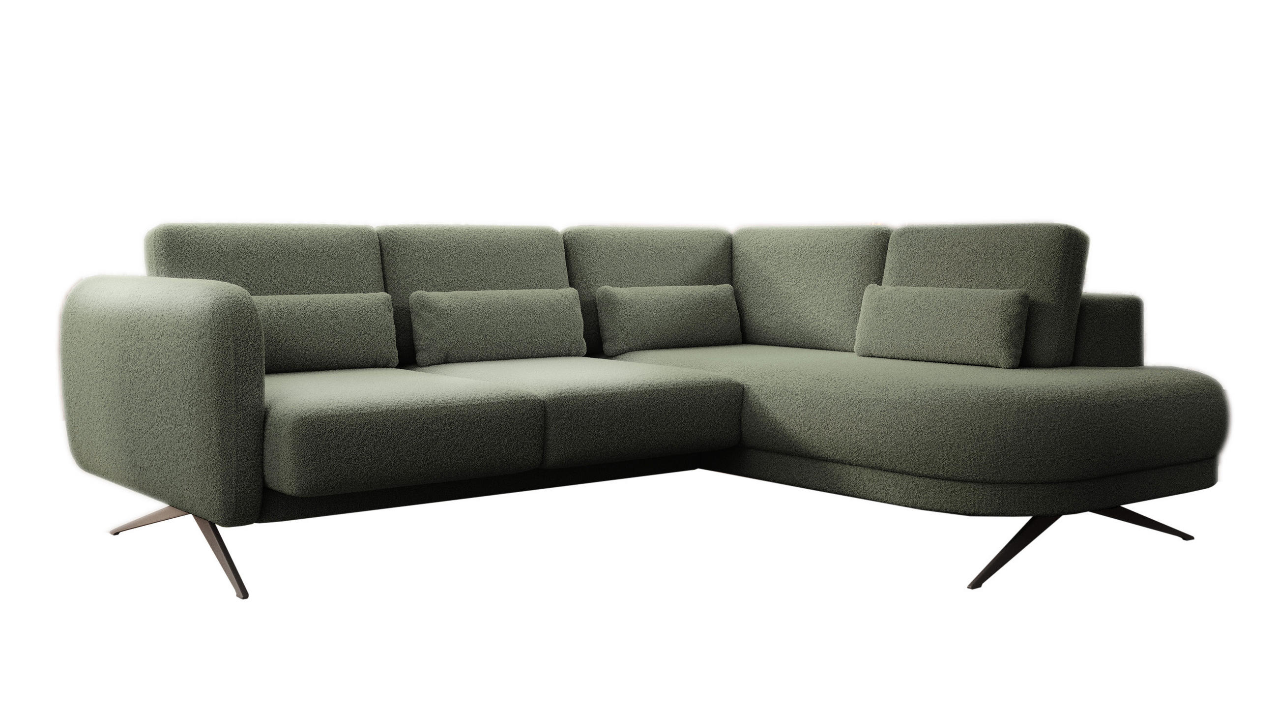 ECKSOFA ILUSIO L 250x205cm, Schlaffunktion, Dunkelgrün, Rechts - Dunkelgrün, Holz/Textil (248/205cm) - DomoHome