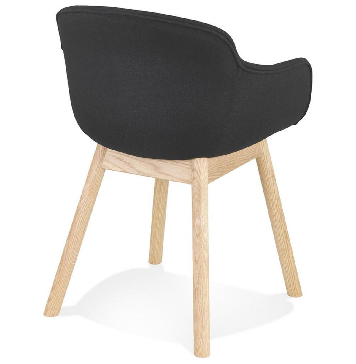 ESSZIMMERSTUHL Stoff mit Eichenbeinen und gepolsterten Armlehnen Ergonomisch, Schwarz 54x59x80 cm - Beige/Schwarz, Eichenholz/Textil (59/80/54cm) - KADIMA DESIGN
