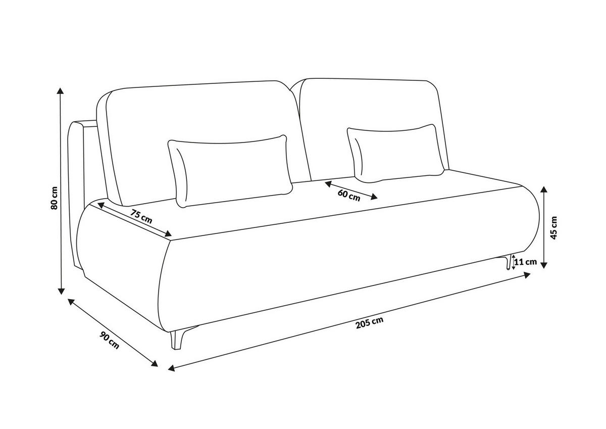 SCHLAFSOFA Etna, Sofa mit Schlaffunktion und Bettkasten, Farbe: Beige, Cordstoff, Ottomane Unsiversal - Beige, Textil (205/90cm) - VENASI MÖBEL